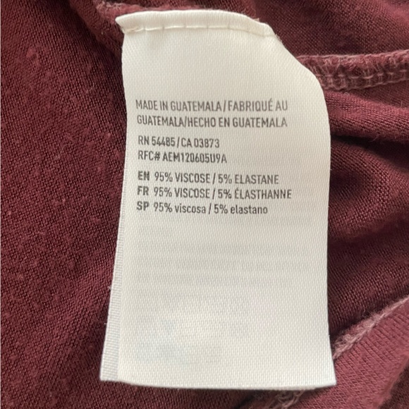 AEO Soft and Sexy Tee Maroon Short Sleeve Cinched XS - Picture 5 of 5